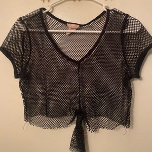 Black Mesh Crop Top